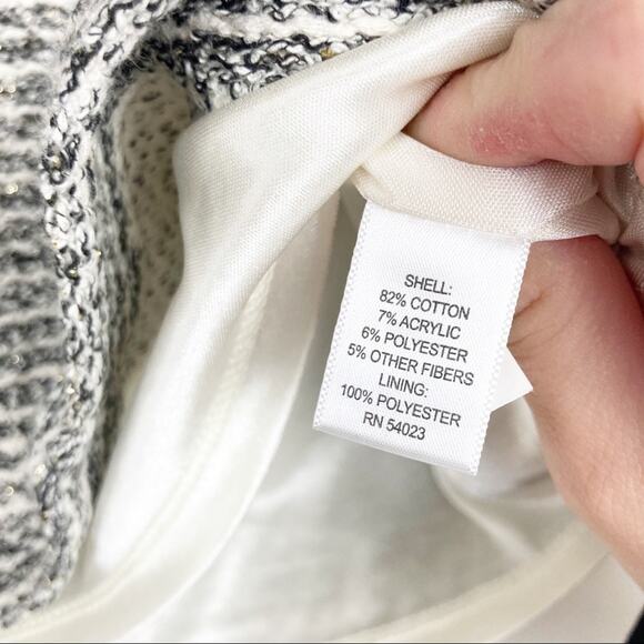 Banana Republic Black White Metallic Threaded Skirt Sz 6 - Picture 4 of 6